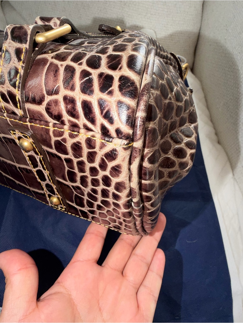 Dooney & Bourke Brown Croc-Embossed Leather Florentine Satchel - Picture 9 of 16